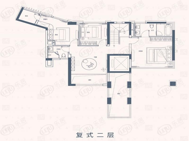 佳兆业天墅c户型复式二层户型图