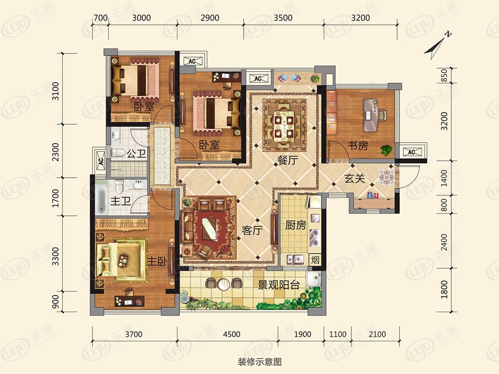 玉林奥园广场13幢a1户型户型图