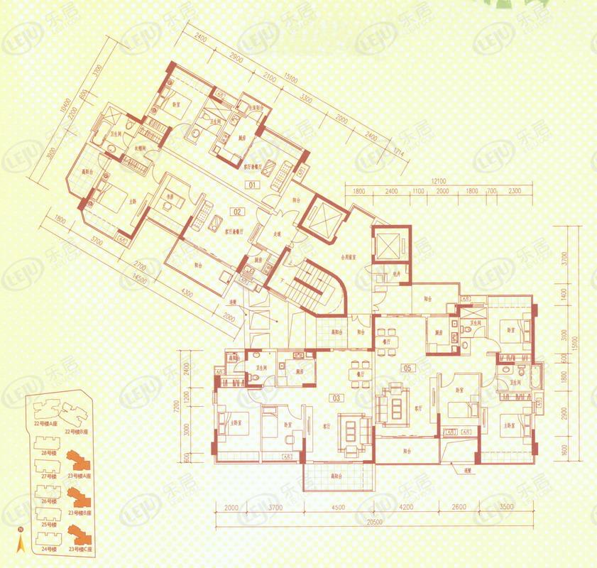 佳兆业水岸新都三期房型 一房 面积段 50-60 平方米;户型图