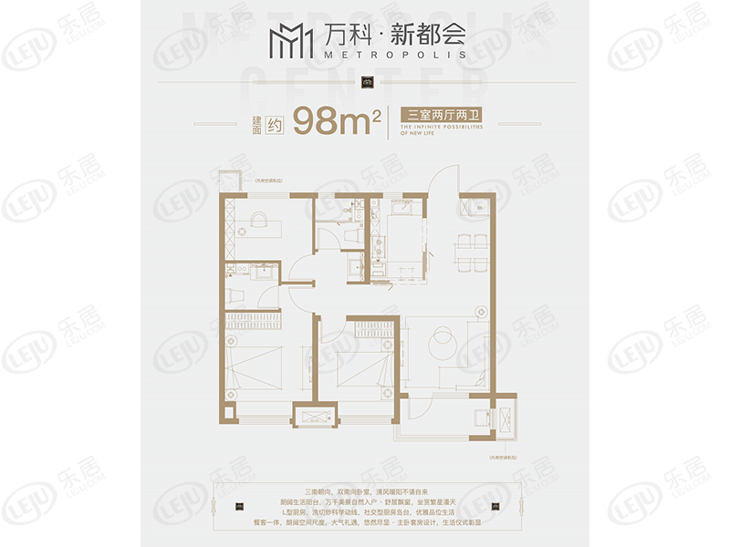 万科新都会98㎡户型户型图