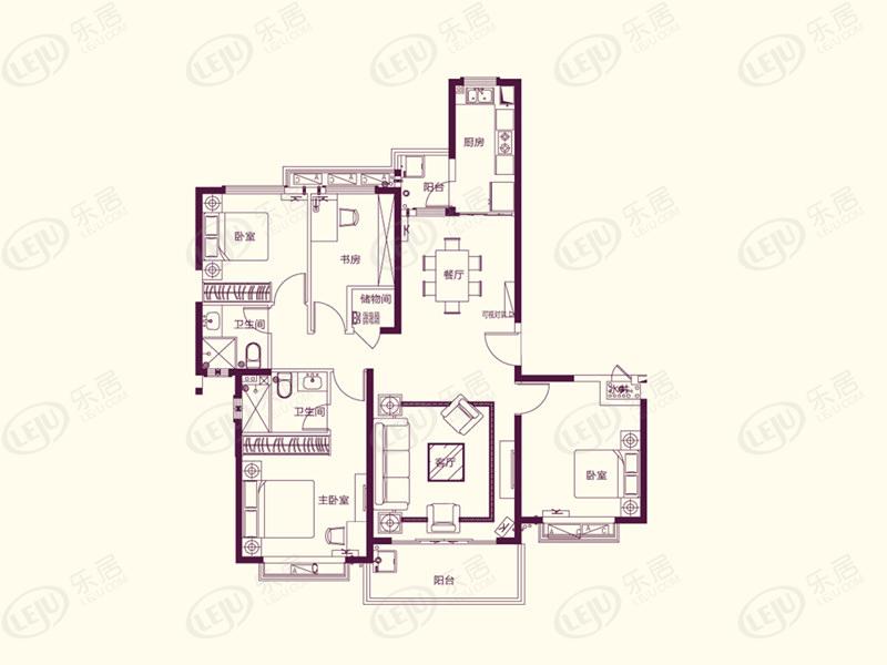 石狮恒大首府4室2厅2卫户型图 - 泉州乐居