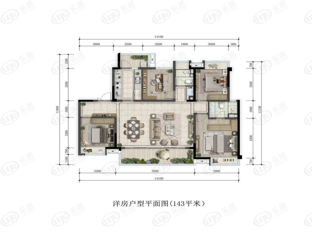 阳光城·滇池半山143平米洋房户型图
