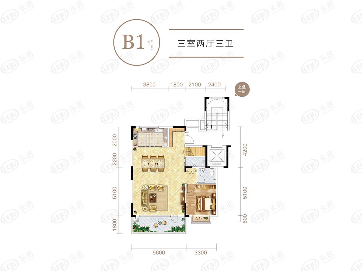 协信天骄观澜国际社区b1-168-下叠户型图