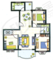 汇佳新苑房型: 三房;  面积段: 110 －130 平方米;
户型图
