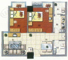 雅琪公寓房型: 二房;  面积段: 82 －83 平方米;户型图