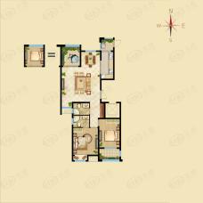 馨河郦舍16#二期J户型 （2+1）房两厅两卫户型图