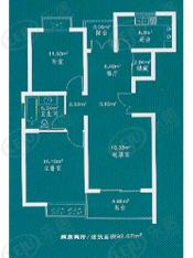 中梅苑二期房型: 二房;  面积段: 92 －106 平方米;
户型图
