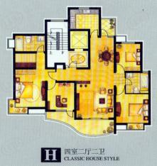 金色航城房型: 四房;  面积段: 169 －170 平方米;
户型图