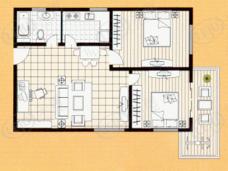 柳林公寓房型: 二房;  面积段: 106 －117 平方米;户型图