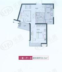 春申景城一期房型: 一房;  面积段: 55.5 －55.5 平方米;
户型图