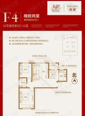 大观国际居住区二期F4户型精致两房户型图