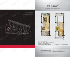 世欧上江城6#e1户型98平方米户型图